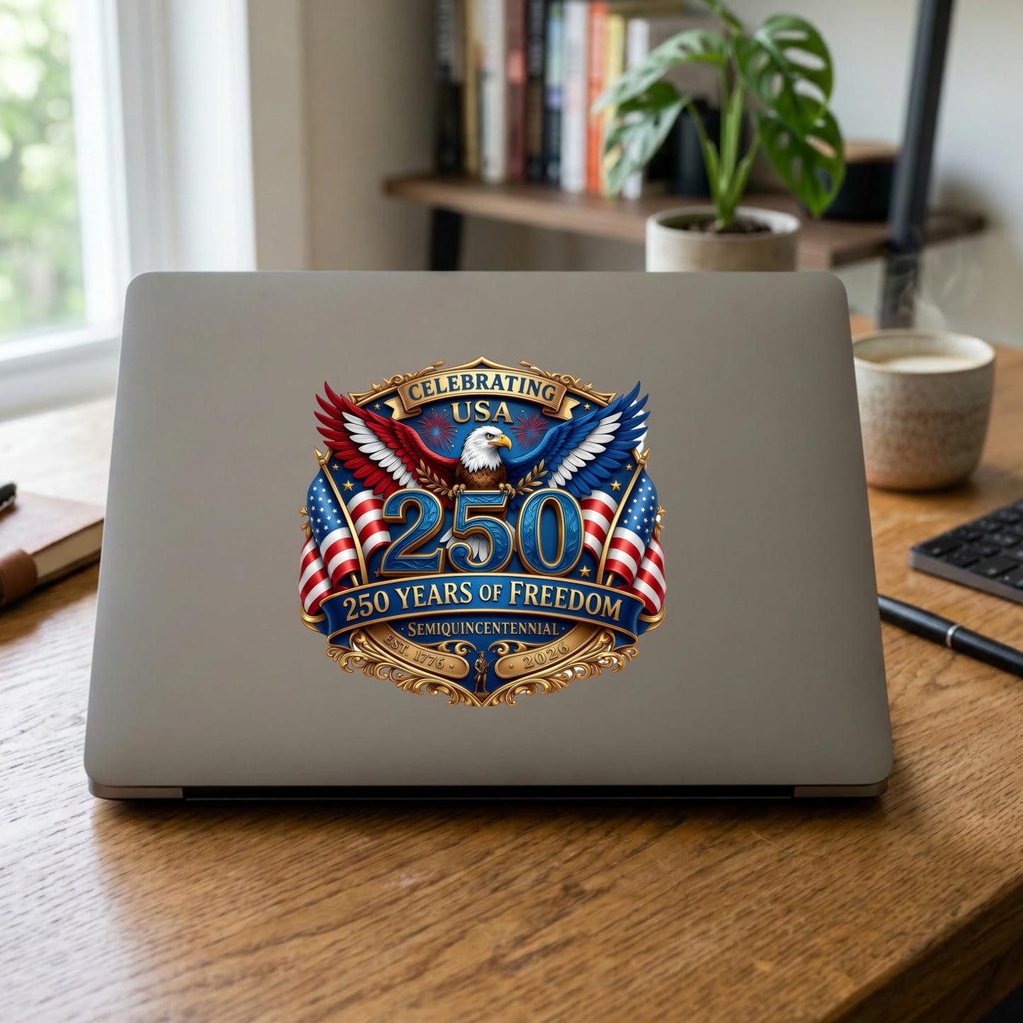 2pcs USA 250th Anniversary Merchandise - Patriotic 1776-2026 Vinyl Car Decals and Bumper Stickers for Cars, Trucks, Vehicles, 250 Years Commemorative Window Decal