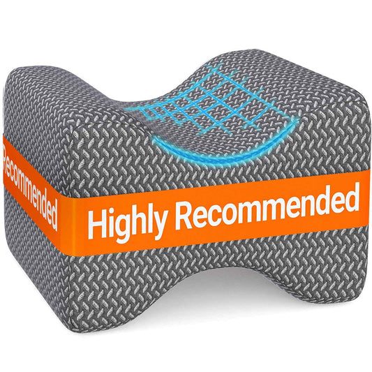 BlissTrends Memory Foam Knee Pillow, Knee Pillow for Side Sleepers, Leg Pillows for Sleeping Blood Circulation, Elevation Pillow for Spine Aligning, Sciatica, Back, Hip, Knee, Ankle Pain, Grey