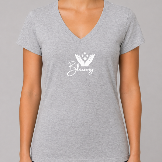 "Blessings"Women’s Jersey V-Neck Tee