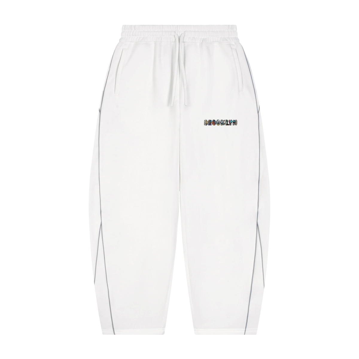 Unisex Piping Fleece Barrel Leg Sweatpants