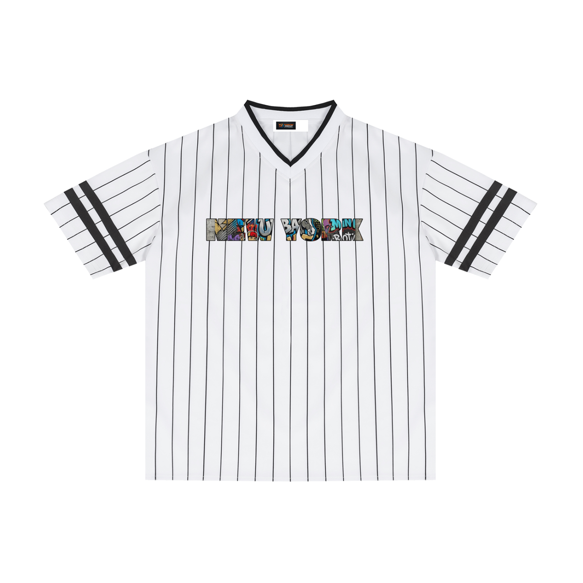 Unisex Striped Loose V-Neck T-Shirt