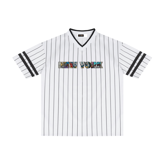 Unisex Striped Loose V-Neck T-Shirt