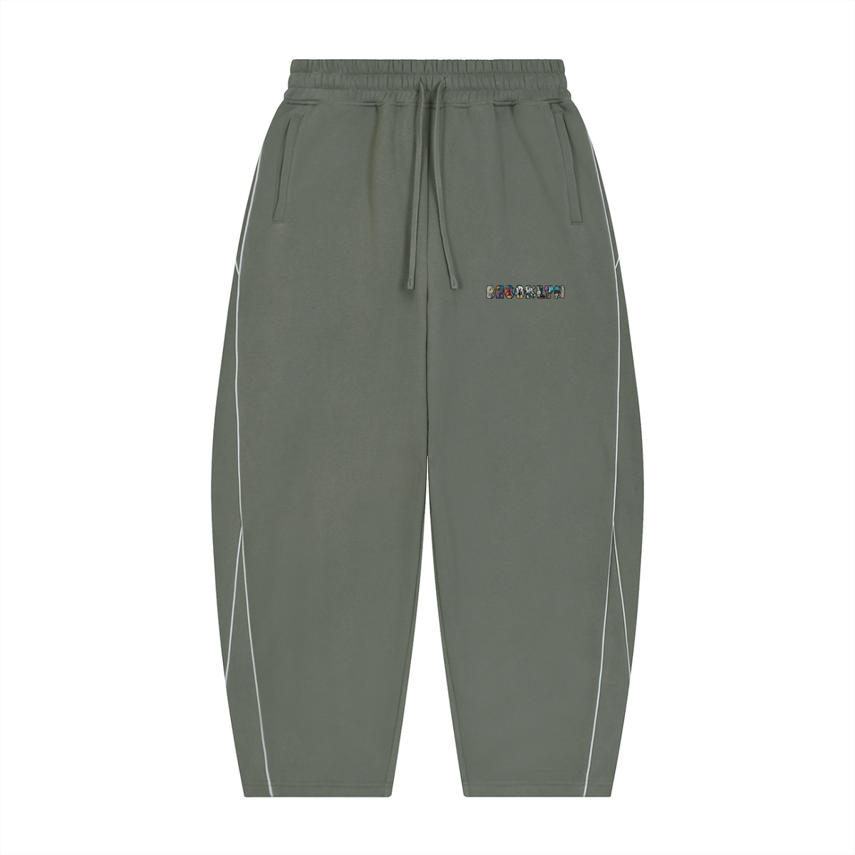 Unisex Piping Fleece Barrel Leg Sweatpants