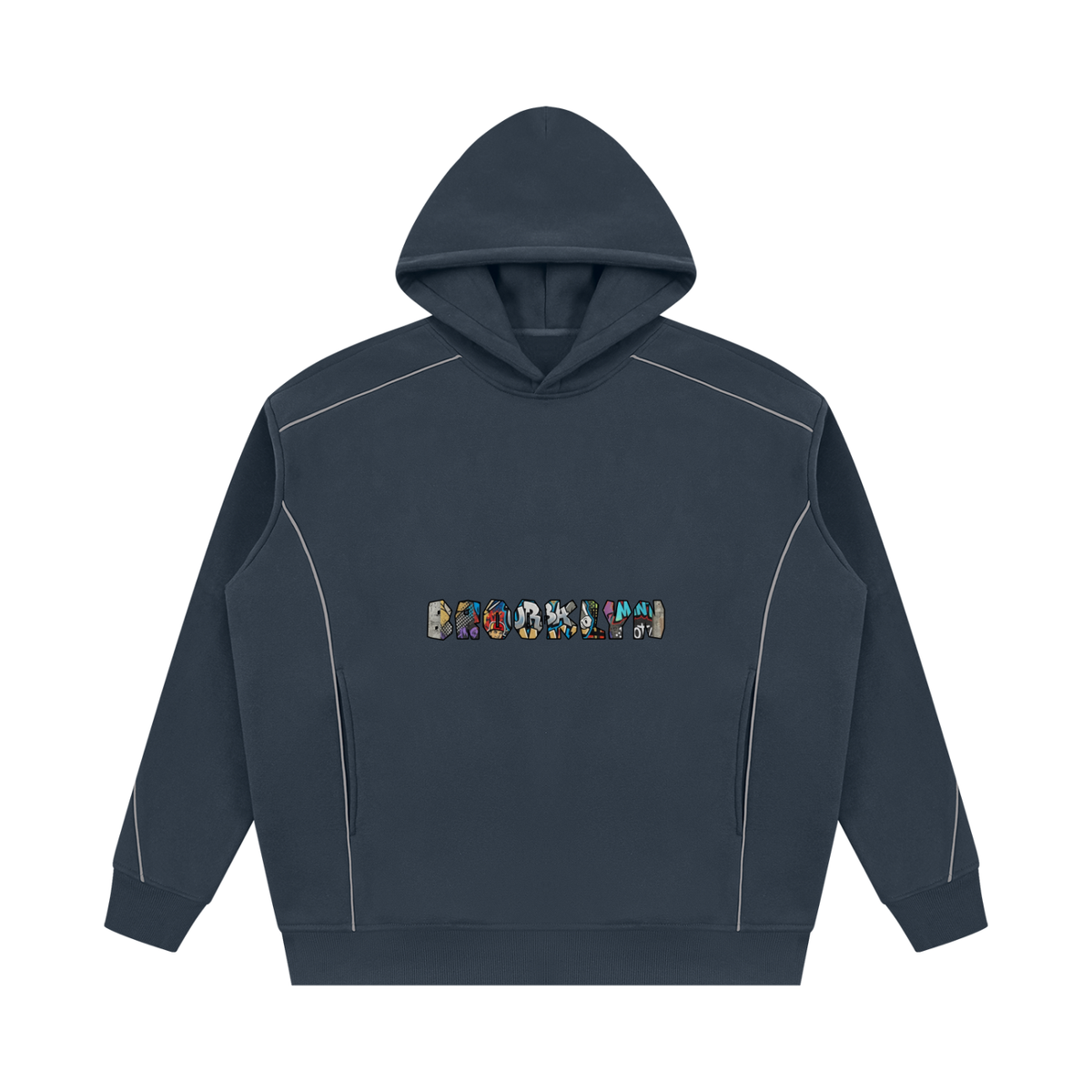 Unisex Oversized Piping Fleece Hoodie