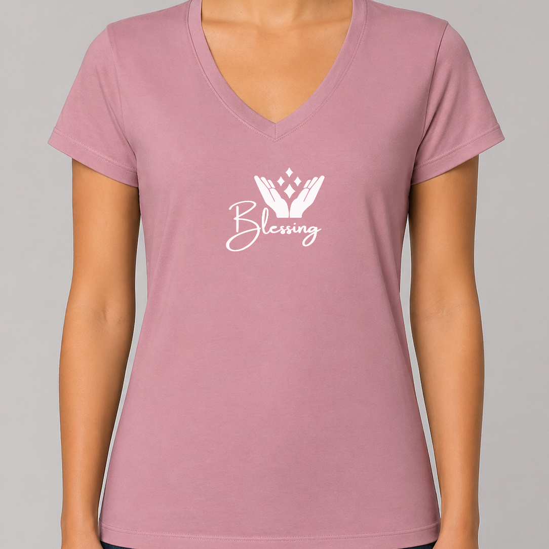 "Blessings"Women’s Jersey V-Neck Tee