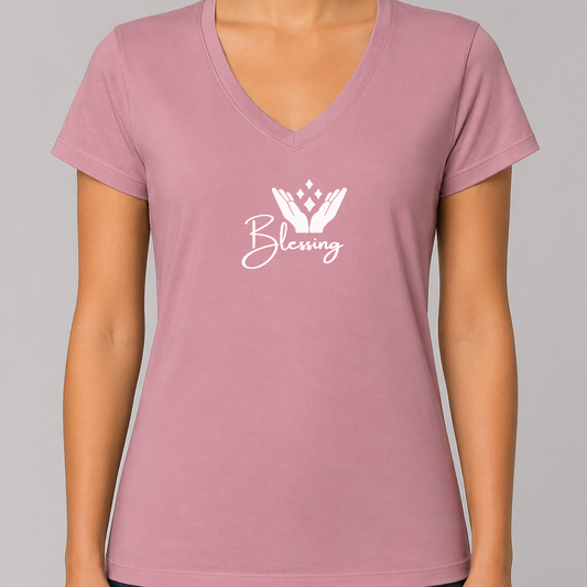 "Blessings"Women’s Jersey V-Neck Tee