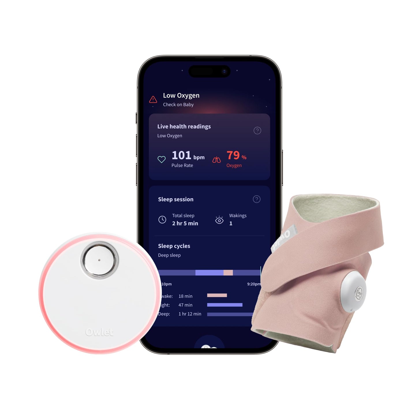 Owlet Dream Sock - Smart Baby Monitor View Heart Rate and Average Oxygen O2 as Sleep Quality Indicators. Wakings, Movement, and Sleep State. Digital Sleep Coach and Sleep Assist Prompts - Mint