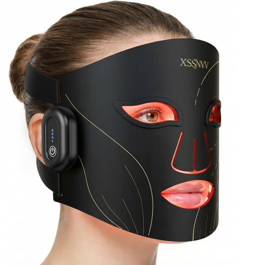 Red Light Therapy for Face – 4 Mode Cordless LED Face Mask with 850NM Infrared, Red, Blue & Amber Light, 10-Min Timing Function, 272 LED Beads, Eyes Protection, Rechargeable for At-Home & Travel