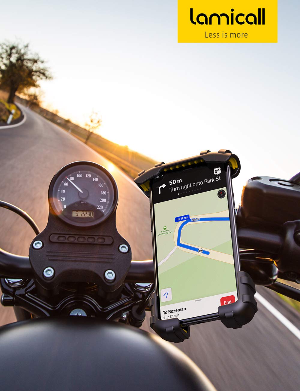 Lamicall Bike Phone Holder, Motorcycle Mount - Motorcycle Phone Holder, Handlebar Cell Phone Clamp, E-Bike Scooter Phone Clip for iPhone 17 Air Pro Max, 16 15 Plus, S20, 4.7 to 6.8" Smartphones