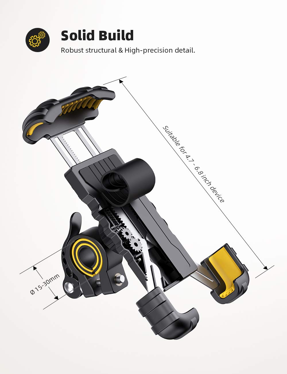 Lamicall Bike Phone Holder, Motorcycle Mount - Motorcycle Phone Holder, Handlebar Cell Phone Clamp, E-Bike Scooter Phone Clip for iPhone 17 Air Pro Max, 16 15 Plus, S20, 4.7 to 6.8" Smartphones