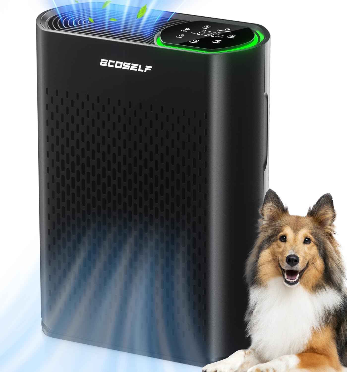 Air Purifier for Large Room, Cleans 2,400 ft² in 30 Mins, 3-Stage True HEPA, 360° Airflow, Large Touch Display Control, Real-Time Air Quality (PM2.5) Display, Ultra-Quiet 20dB Sleep Mode, HAP602 White