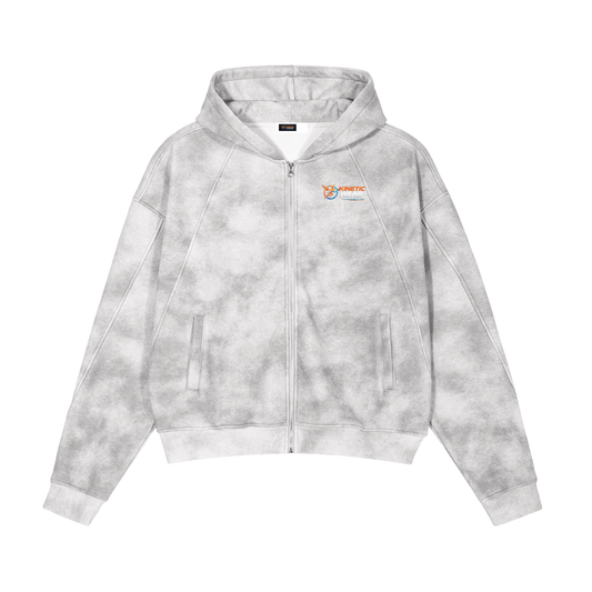 Kinetic Wear Dirty Washed Zip-Up Fleece Hoodie