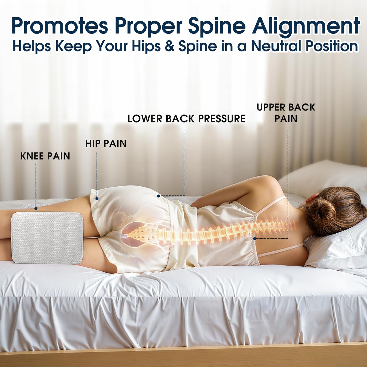 BlissTrends Memory Foam Knee Pillow – Ergonomic Support for Side Sleepers | Relieves Sciatica, Back & Hip Pain