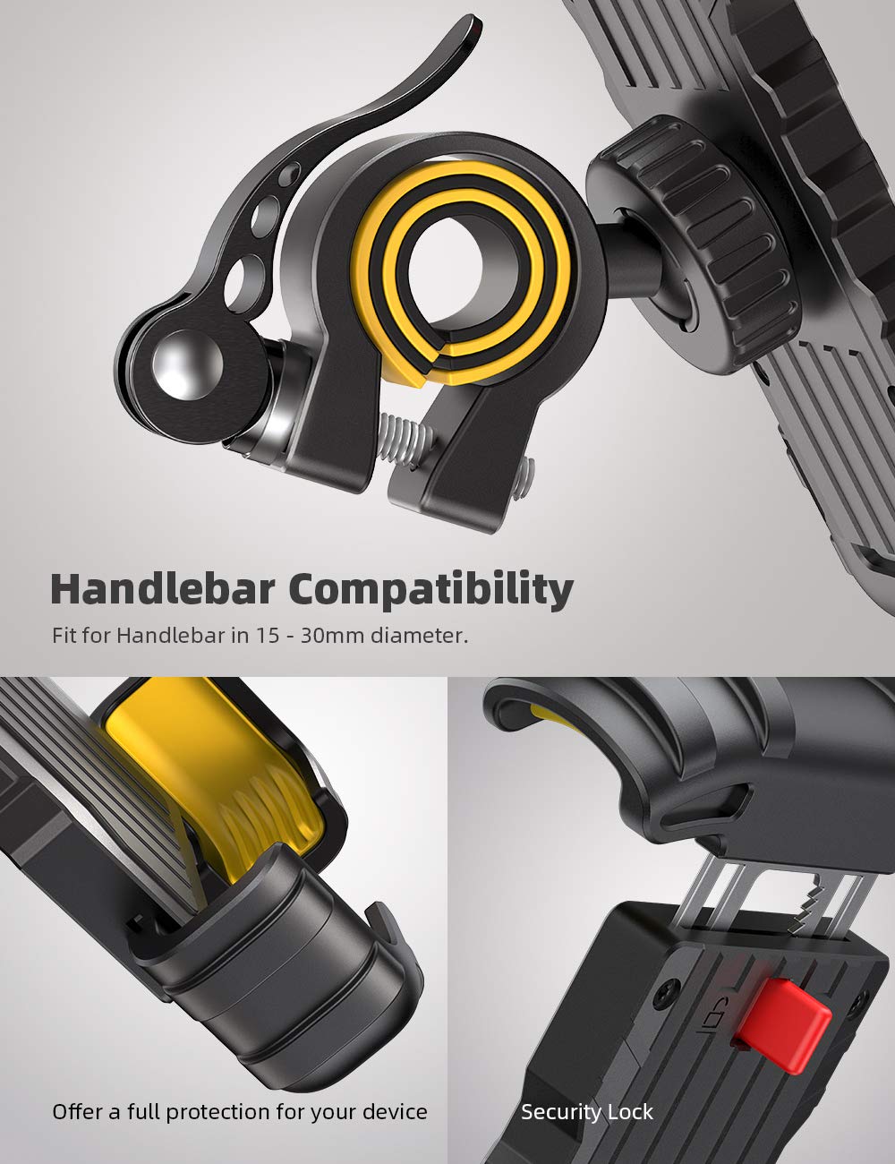 Lamicall Bike Phone Holder, Motorcycle Mount - Motorcycle Phone Holder, Handlebar Cell Phone Clamp, E-Bike Scooter Phone Clip for iPhone 17 Air Pro Max, 16 15 Plus, S20, 4.7 to 6.8" Smartphones
