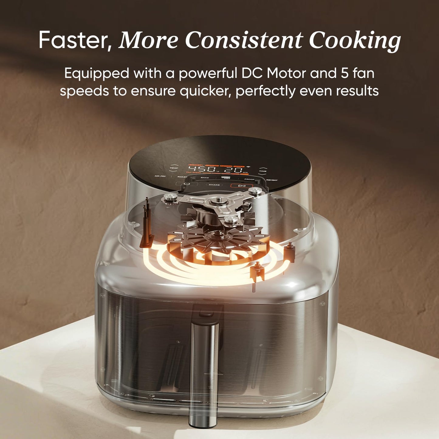 Cosori 9-in-1 TurboBlaze Air Fryer 6 Qt, Smart Control, 90°–450°F, Shake Reminders, Precise Heating for Even Results, Air Fry, Roast, Bake, Broil, Dry, Frozen, Proof, Reheat, Keep Warm, 120V, Cream