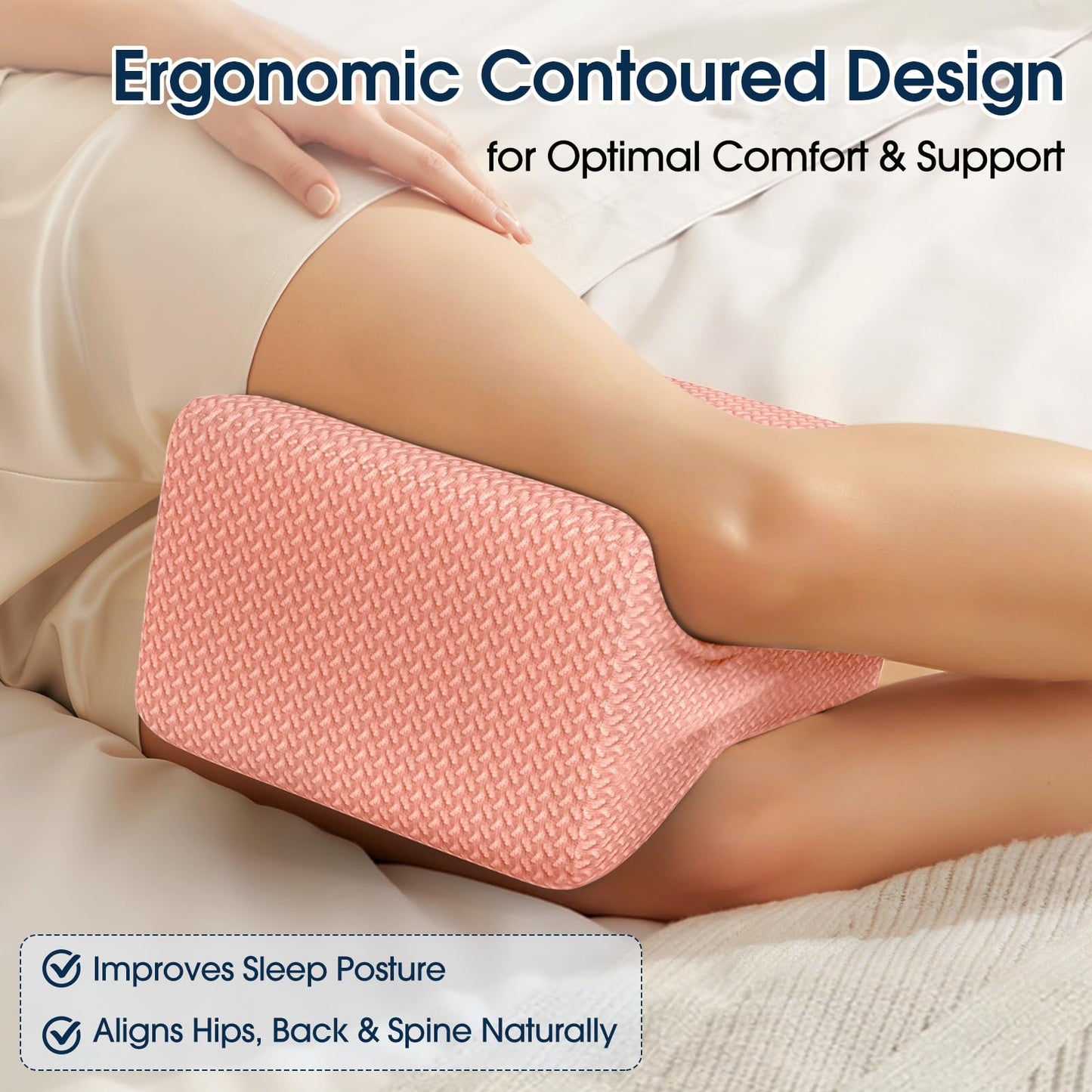 BlissTrends Memory Foam Knee Pillow – Ergonomic Support for Side Sleepers | Relieves Sciatica, Back & Hip Pain