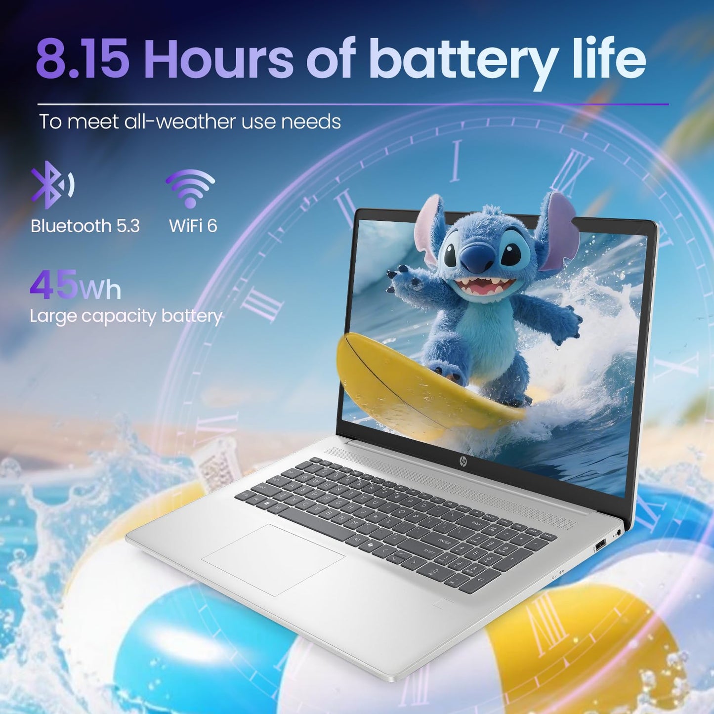 HP 17 Inch Laptop for Business, Office 365 for the Web, 20GB RAM & 512GB SSD, AMD Ryzen 5 7430U 6-Core Processor, FHD IPS Display, Windows 11 Pro, AI Copilot, Full Numeric KB