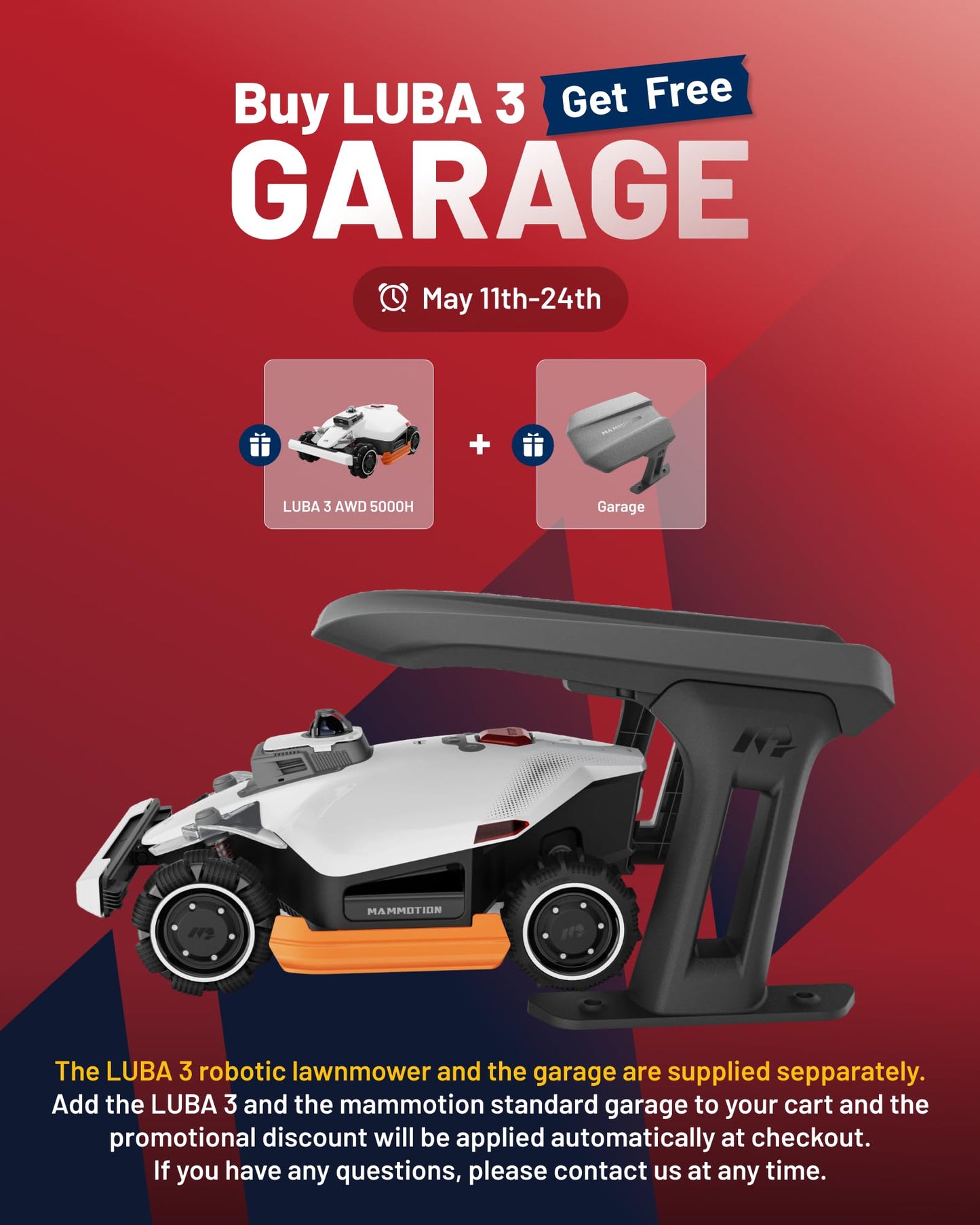 Mammotion LUBA 3 AWD 3000H Robot Lawn Mower with Garage, 0.75 Acre, 360° LiDAR+NetRTK+AI Vision, All-Wheel-Drive for 80% Slopes, 30 Multi-Zone Management, Cutting Height 2.2"-4.0"