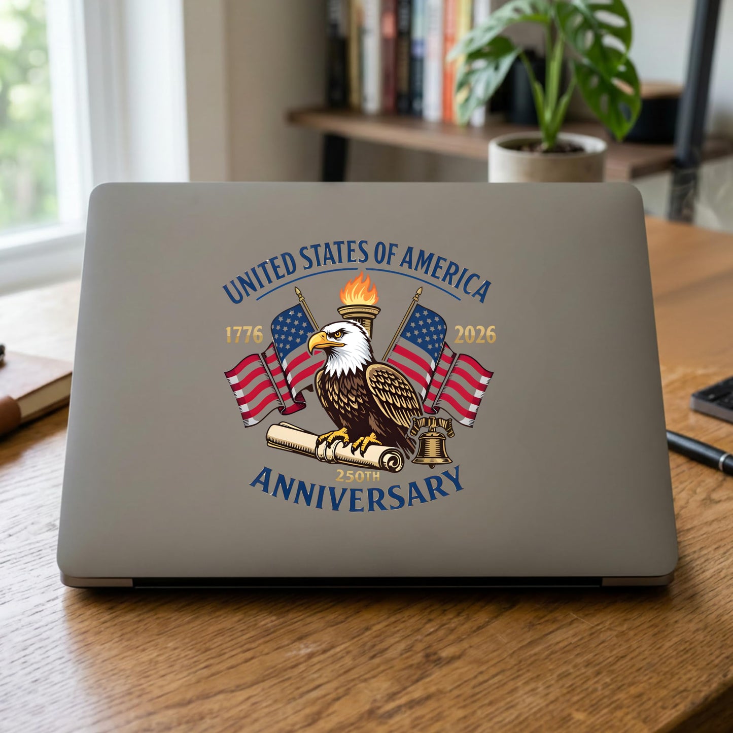 2pcs USA 250th Anniversary Merchandise - Patriotic 1776-2026 Vinyl Car Decals and Bumper Stickers for Cars, Trucks, Vehicles, 250 Years Commemorative Window Decal