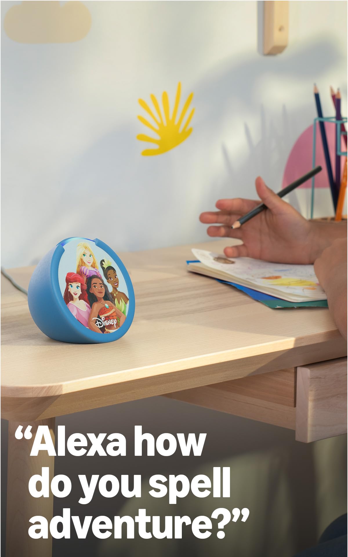 Amazon Echo Pop Kids (newest model), Designed for kids, Designed for Alexa+, parental controls, Includes 6 months of Amazon Kids+, Disney Princess