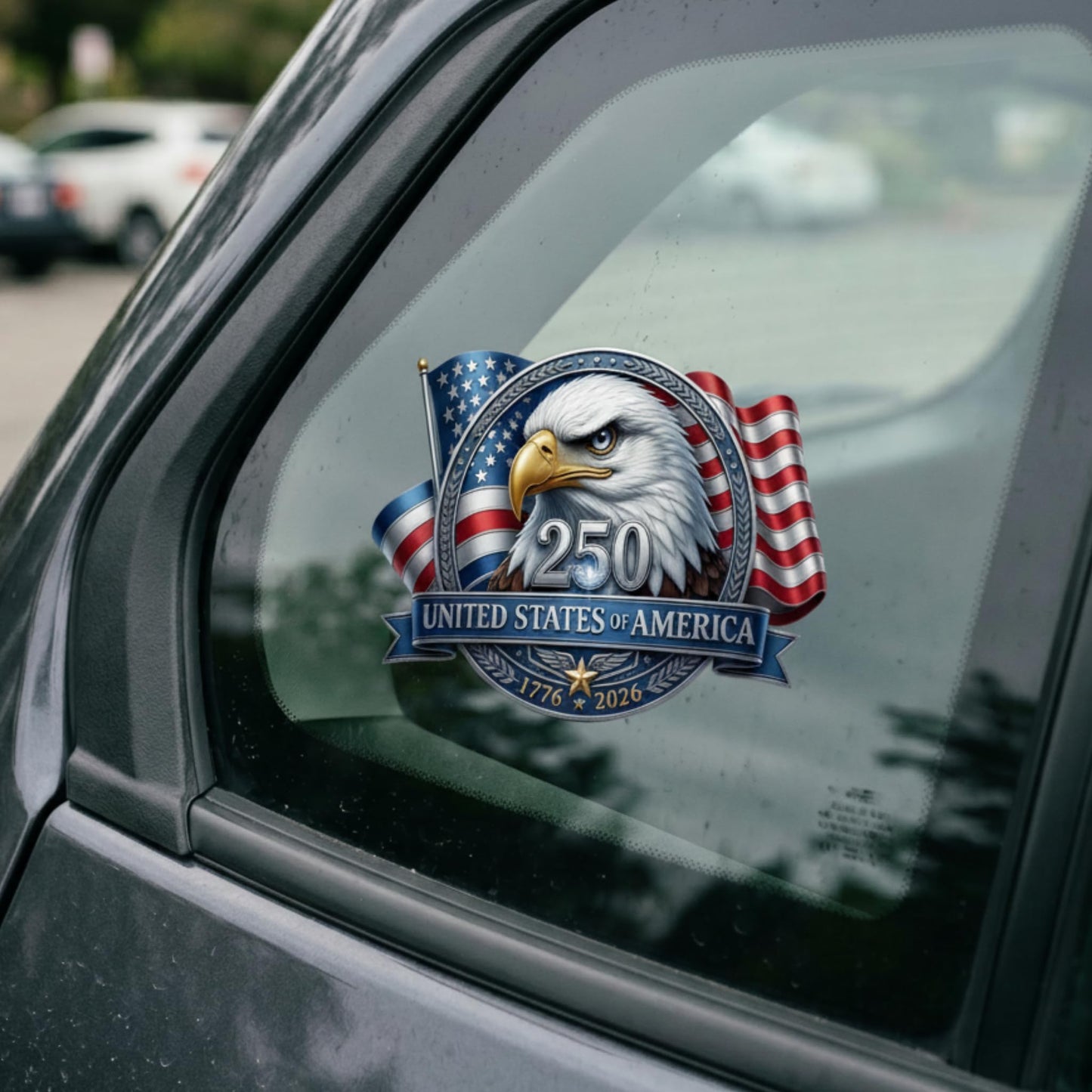 2pcs USA 250th Anniversary Merchandise - Patriotic 1776-2026 Vinyl Car Decals and Bumper Stickers for Cars, Trucks, Vehicles, 250 Years Commemorative Window Decal