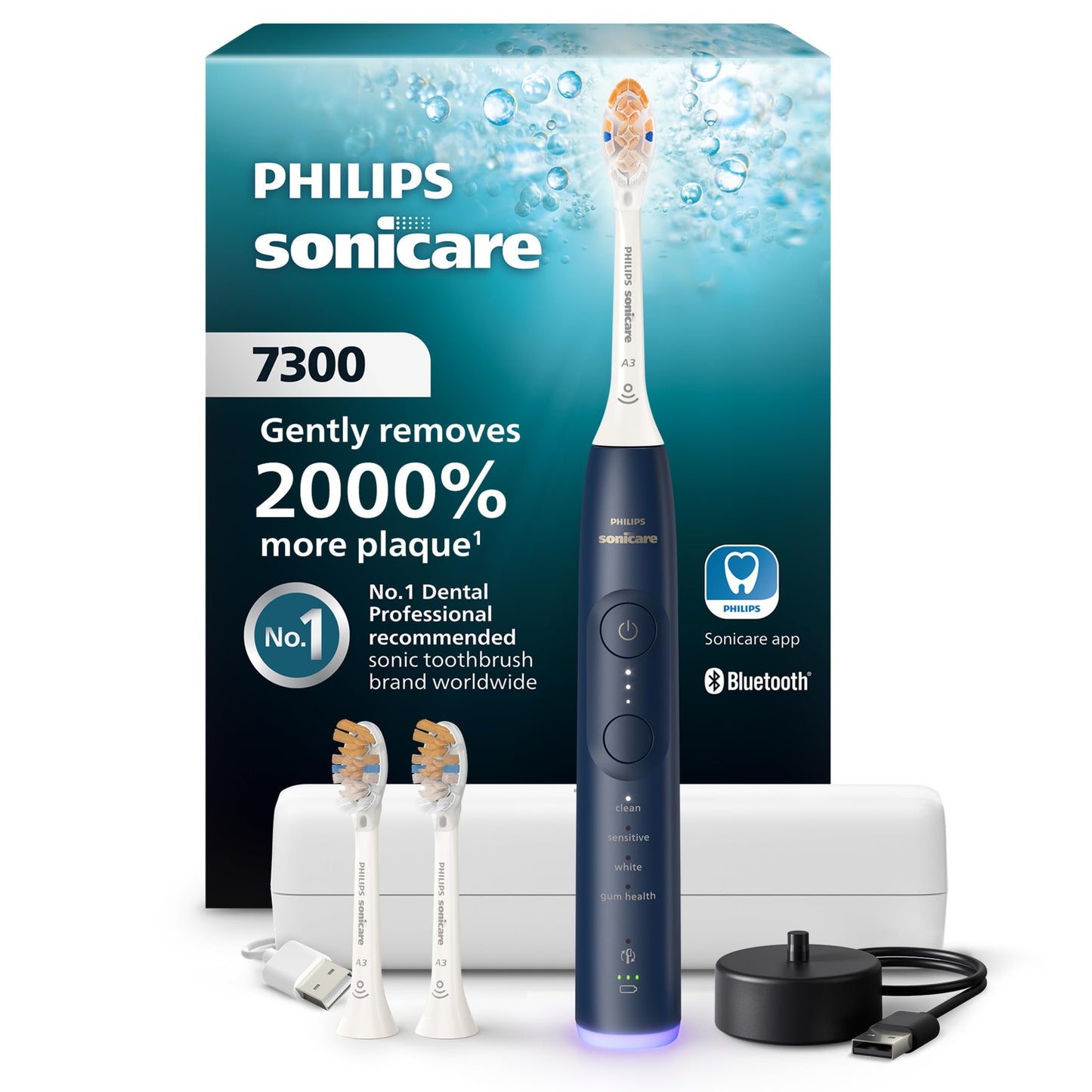 Philips Sonicare 7300 Series Electric Toothbrush with Travel Case | 4 Modes, 21-Day Battery, Pressure Sensor