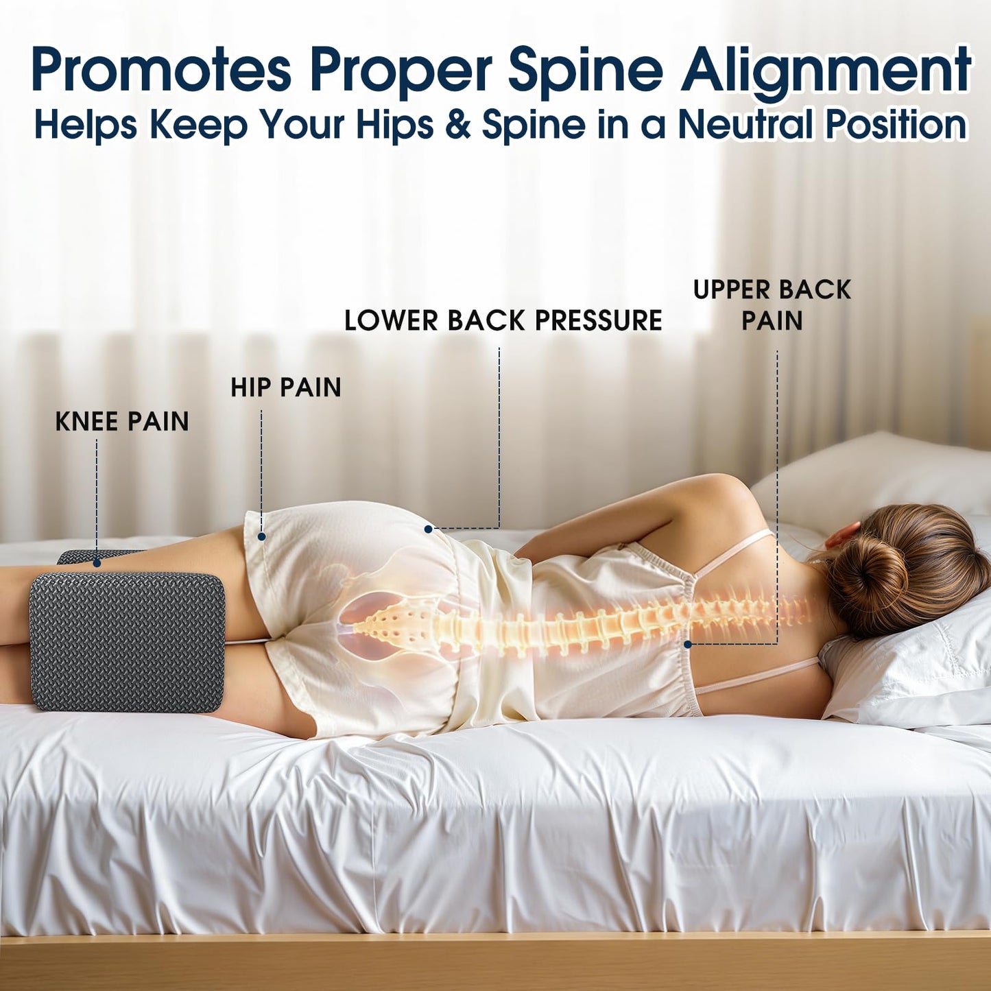 BlissTrends Memory Foam Knee Pillow – Ergonomic Support for Side Sleepers | Relieves Sciatica, Back & Hip Pain