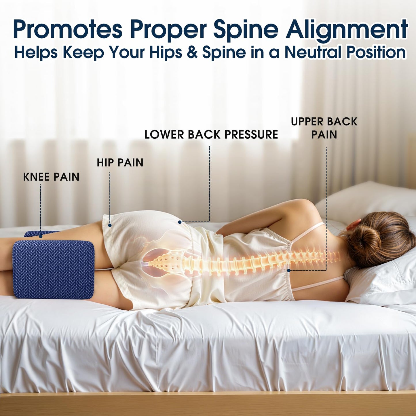BlissTrends Memory Foam Knee Pillow – Ergonomic Support for Side Sleepers | Relieves Sciatica, Back & Hip Pain