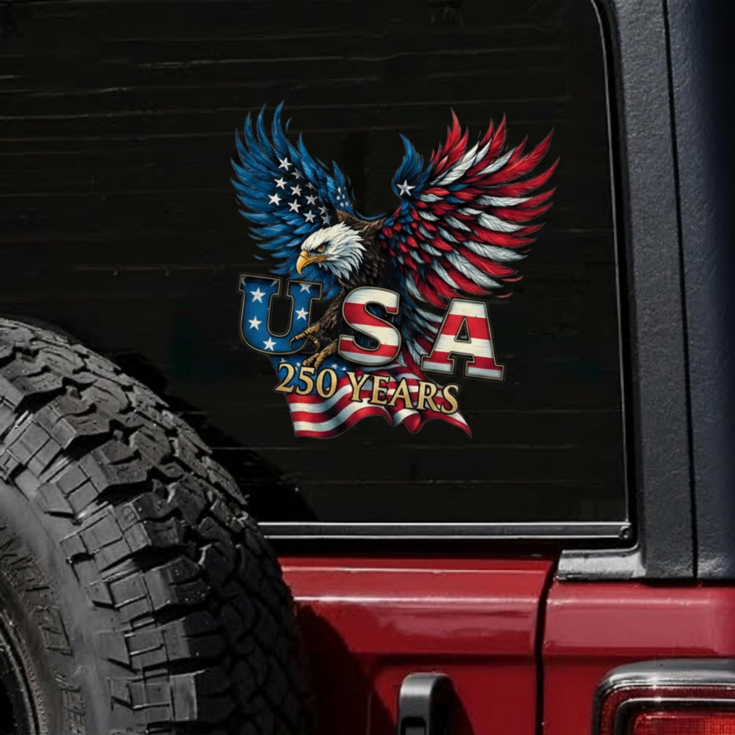 2pcs USA 250th Anniversary Merchandise - Patriotic 1776-2026 Vinyl Car Decals and Bumper Stickers for Cars, Trucks, Vehicles, 250 Years Commemorative Window Decal
