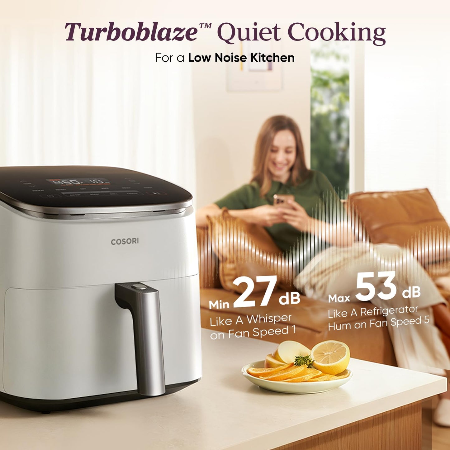 Cosori 9-in-1 TurboBlaze Air Fryer 6 Qt, Smart Control, 90°–450°F, Shake Reminders, Precise Heating for Even Results, Air Fry, Roast, Bake, Broil, Dry, Frozen, Proof, Reheat, Keep Warm, 120V, Cream