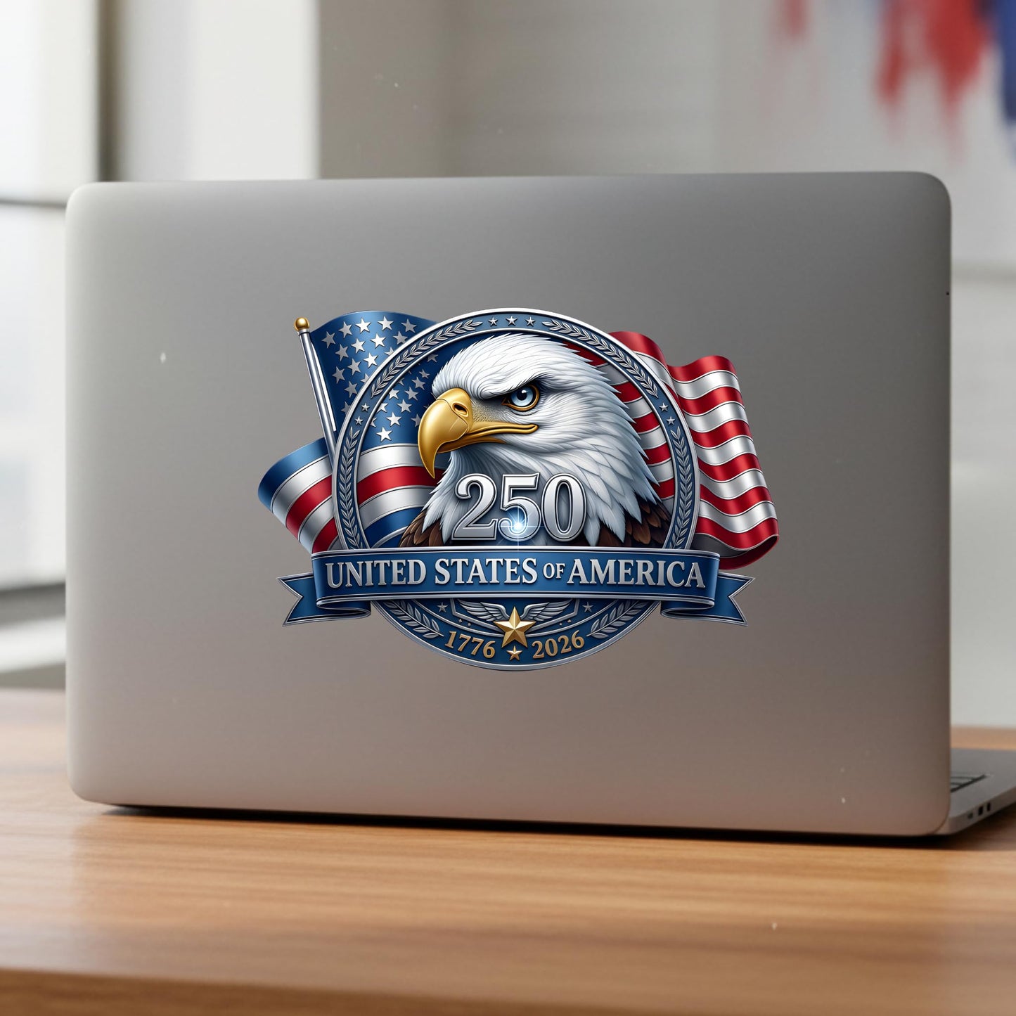 2pcs USA 250th Anniversary Merchandise - Patriotic 1776-2026 Vinyl Car Decals and Bumper Stickers for Cars, Trucks, Vehicles, 250 Years Commemorative Window Decal