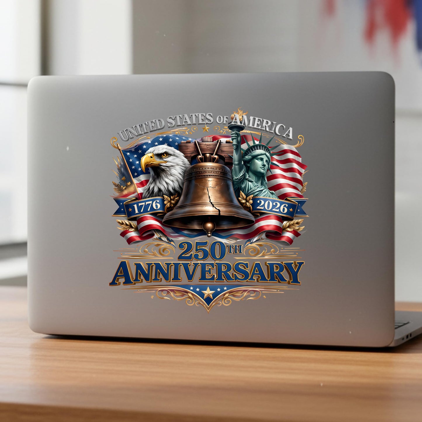 2pcs USA 250th Anniversary Merchandise - Patriotic 1776-2026 Vinyl Car Decals and Bumper Stickers for Cars, Trucks, Vehicles, 250 Years Commemorative Window Decal