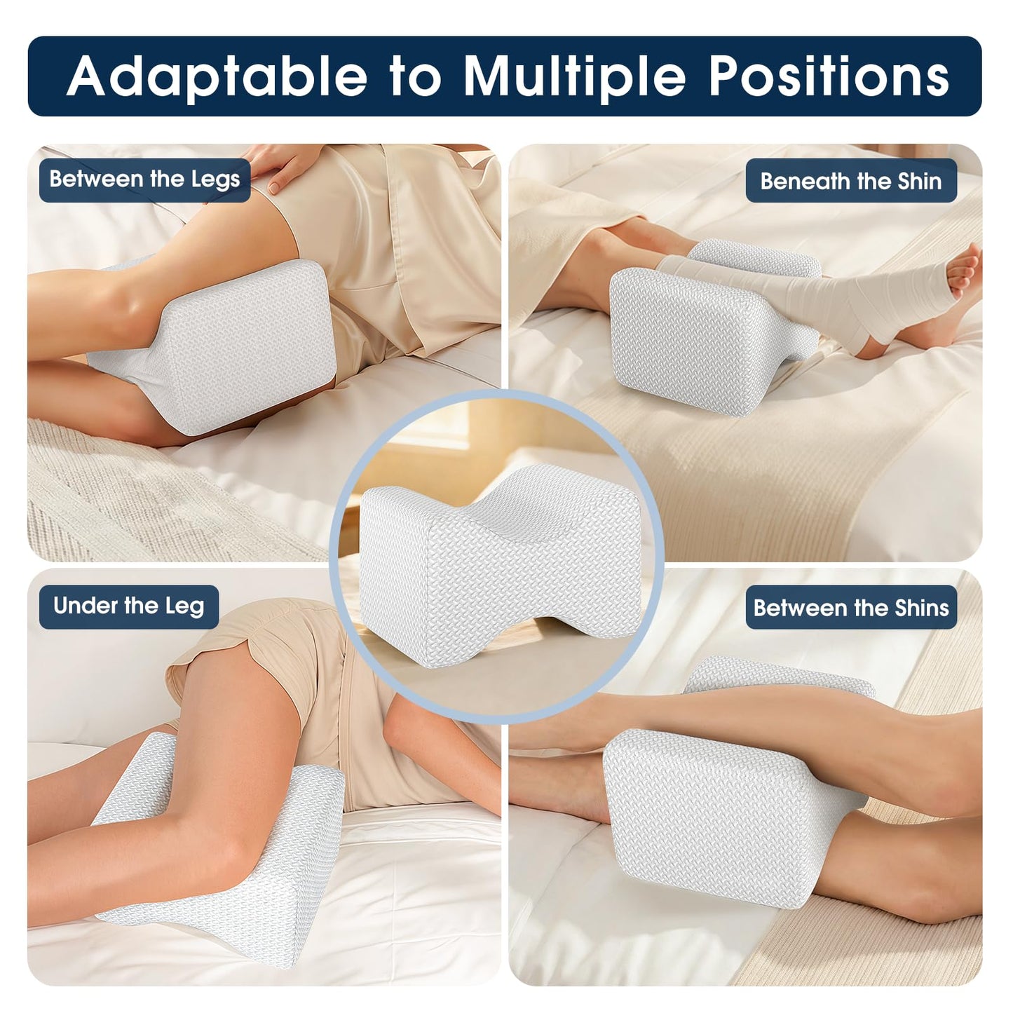 BlissTrends Memory Foam Knee Pillow – Ergonomic Support for Side Sleepers | Relieves Sciatica, Back & Hip Pain