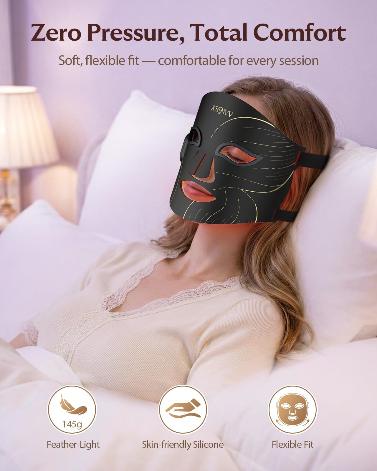 Red Light Therapy for Face – 4 Mode Cordless LED Face Mask with 850NM Infrared, Red, Blue & Amber Light, 10-Min Timing Function, 272 LED Beads, Eyes Protection, Rechargeable for At-Home & Travel