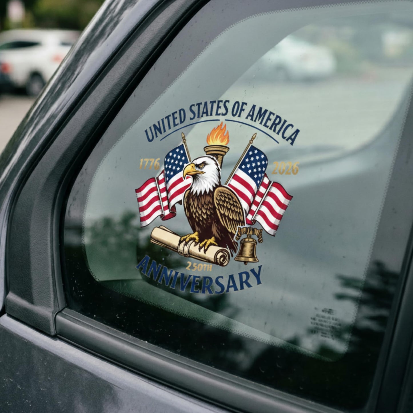 2pcs USA 250th Anniversary Merchandise - Patriotic 1776-2026 Vinyl Car Decals and Bumper Stickers for Cars, Trucks, Vehicles, 250 Years Commemorative Window Decal