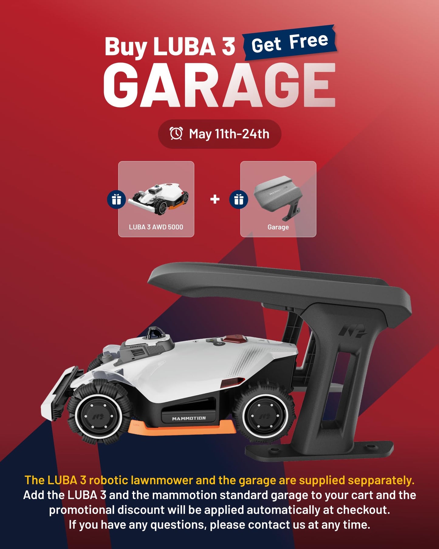 Mammotion LUBA 3 AWD 3000H Robot Lawn Mower with Garage, 0.75 Acre, 360° LiDAR+NetRTK+AI Vision, All-Wheel-Drive for 80% Slopes, 30 Multi-Zone Management, Cutting Height 2.2"-4.0"