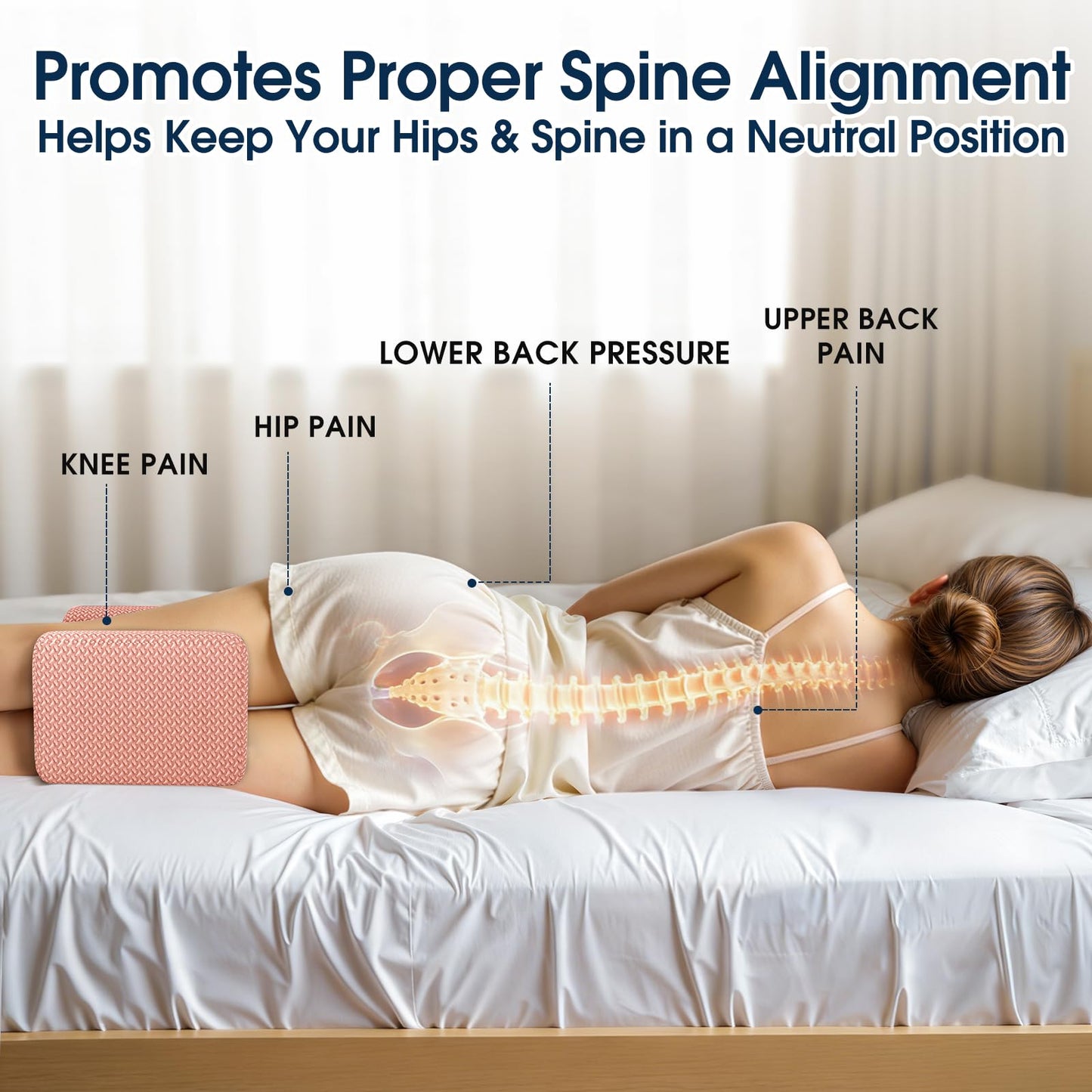 BlissTrends Memory Foam Knee Pillow – Ergonomic Support for Side Sleepers | Relieves Sciatica, Back & Hip Pain
