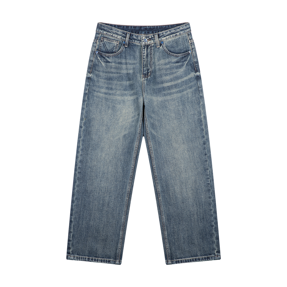 Kinetic Wear Men's Vintage Wash Straight Leg Denim Jeans