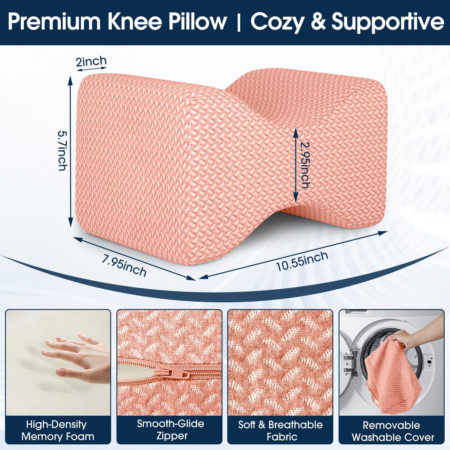 BlissTrends Memory Foam Knee Pillow – Ergonomic Support for Side Sleepers | Relieves Sciatica, Back & Hip Pain