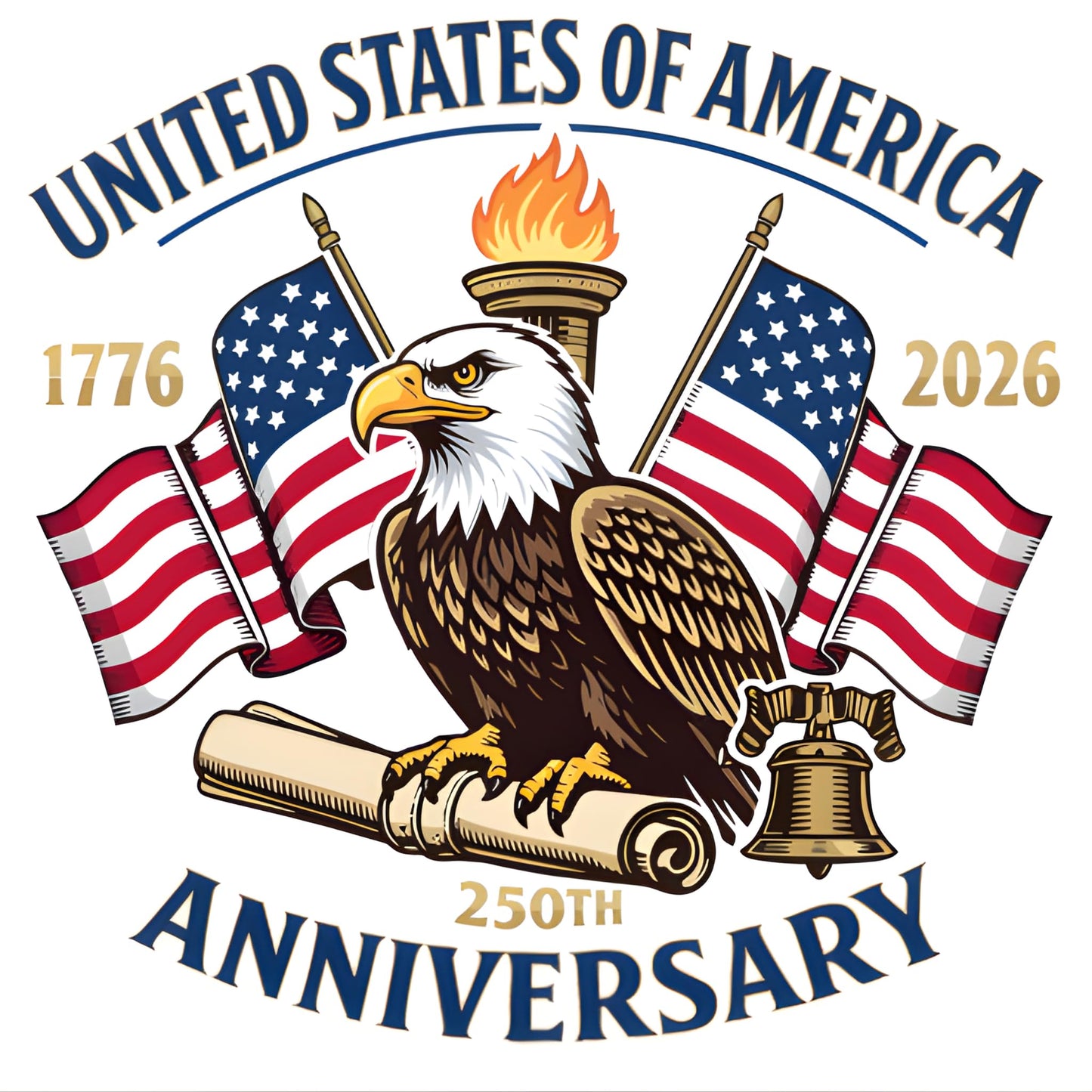2pcs USA 250th Anniversary Merchandise - Patriotic 1776-2026 Vinyl Car Decals and Bumper Stickers for Cars, Trucks, Vehicles, 250 Years Commemorative Window Decal