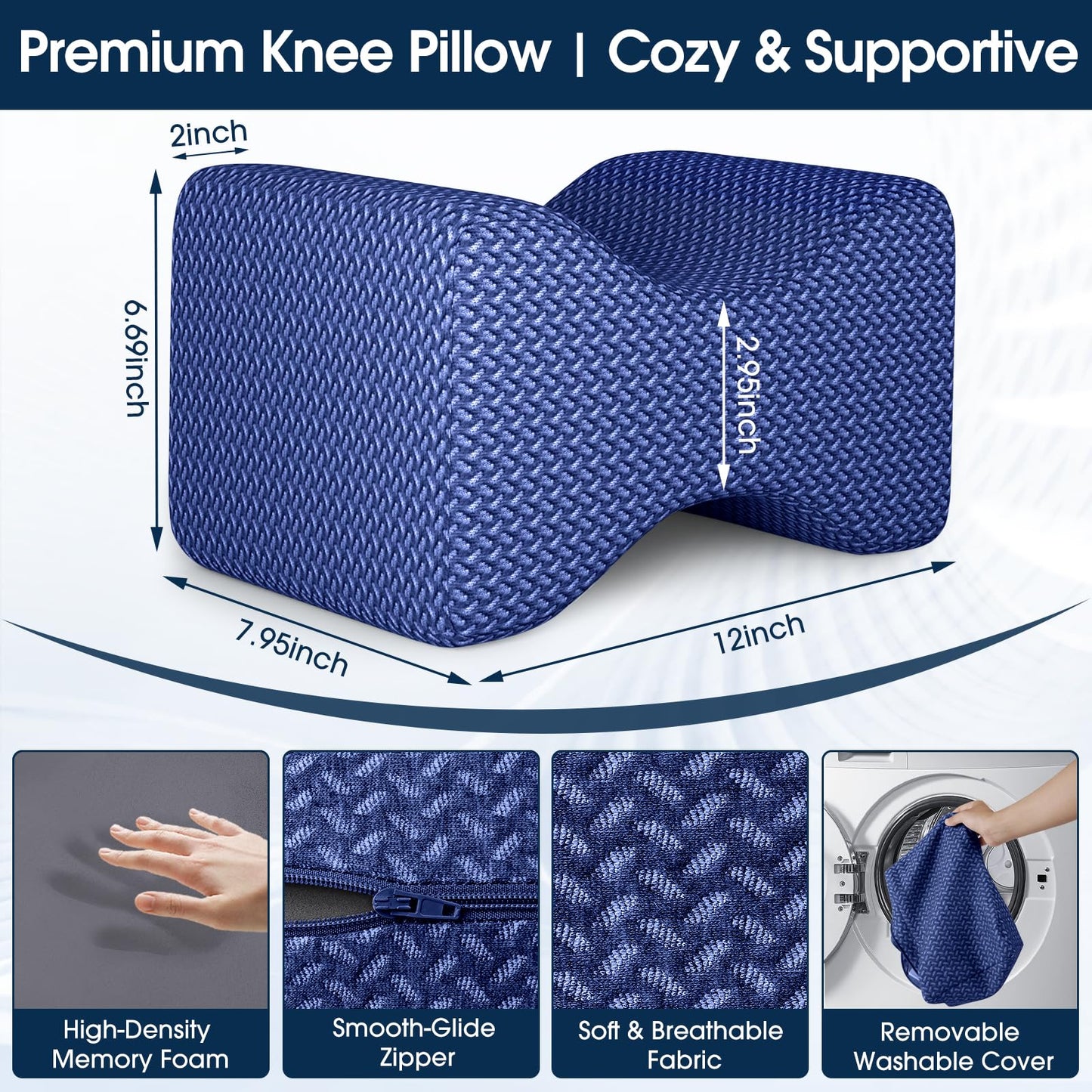 BlissTrends Memory Foam Knee Pillow – Ergonomic Support for Side Sleepers | Relieves Sciatica, Back & Hip Pain