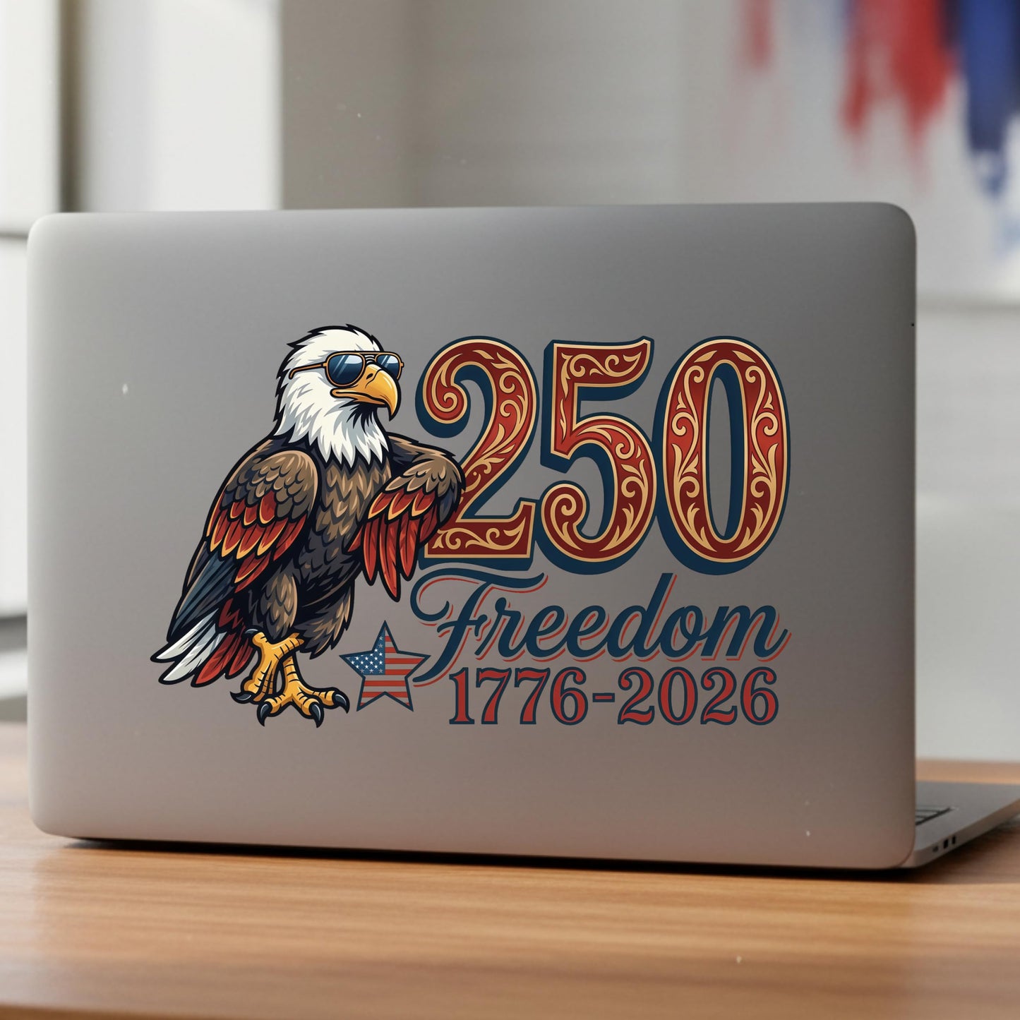 2pcs USA 250th Anniversary Merchandise - Patriotic 1776-2026 Vinyl Car Decals and Bumper Stickers for Cars, Trucks, Vehicles, 250 Years Commemorative Window Decal