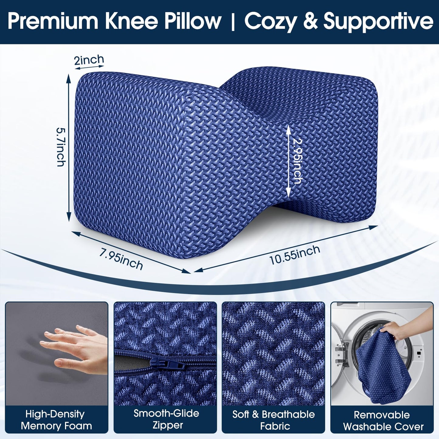 BlissTrends Memory Foam Knee Pillow – Ergonomic Support for Side Sleepers | Relieves Sciatica, Back & Hip Pain