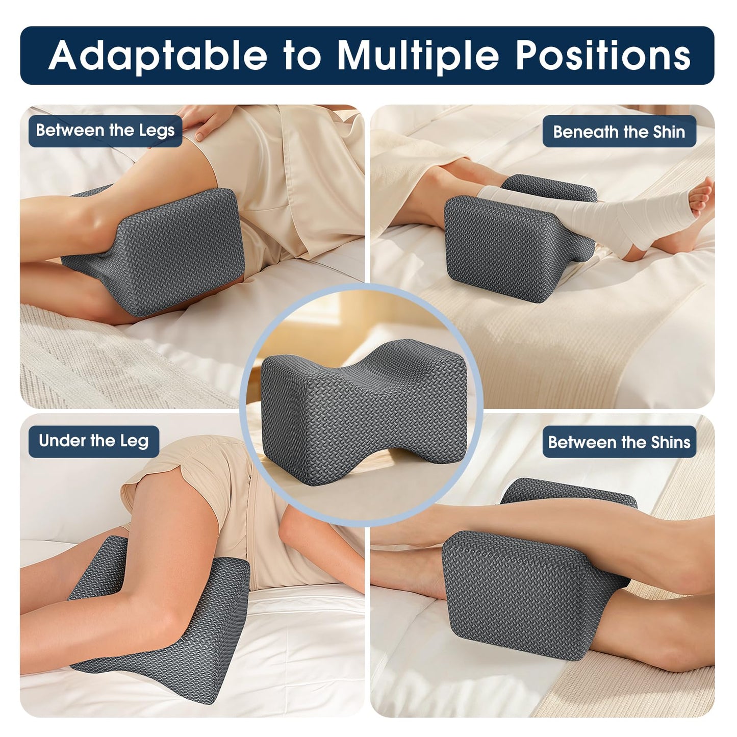 BlissTrends Memory Foam Knee Pillow – Ergonomic Support for Side Sleepers | Relieves Sciatica, Back & Hip Pain