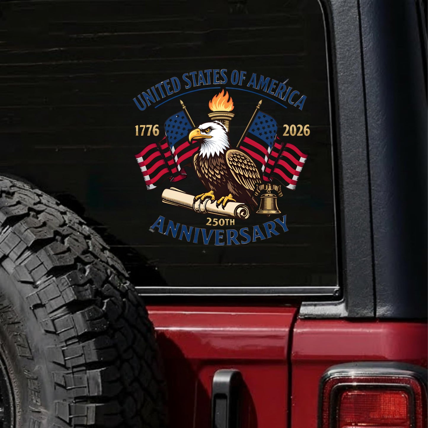 2pcs USA 250th Anniversary Merchandise - Patriotic 1776-2026 Vinyl Car Decals and Bumper Stickers for Cars, Trucks, Vehicles, 250 Years Commemorative Window Decal