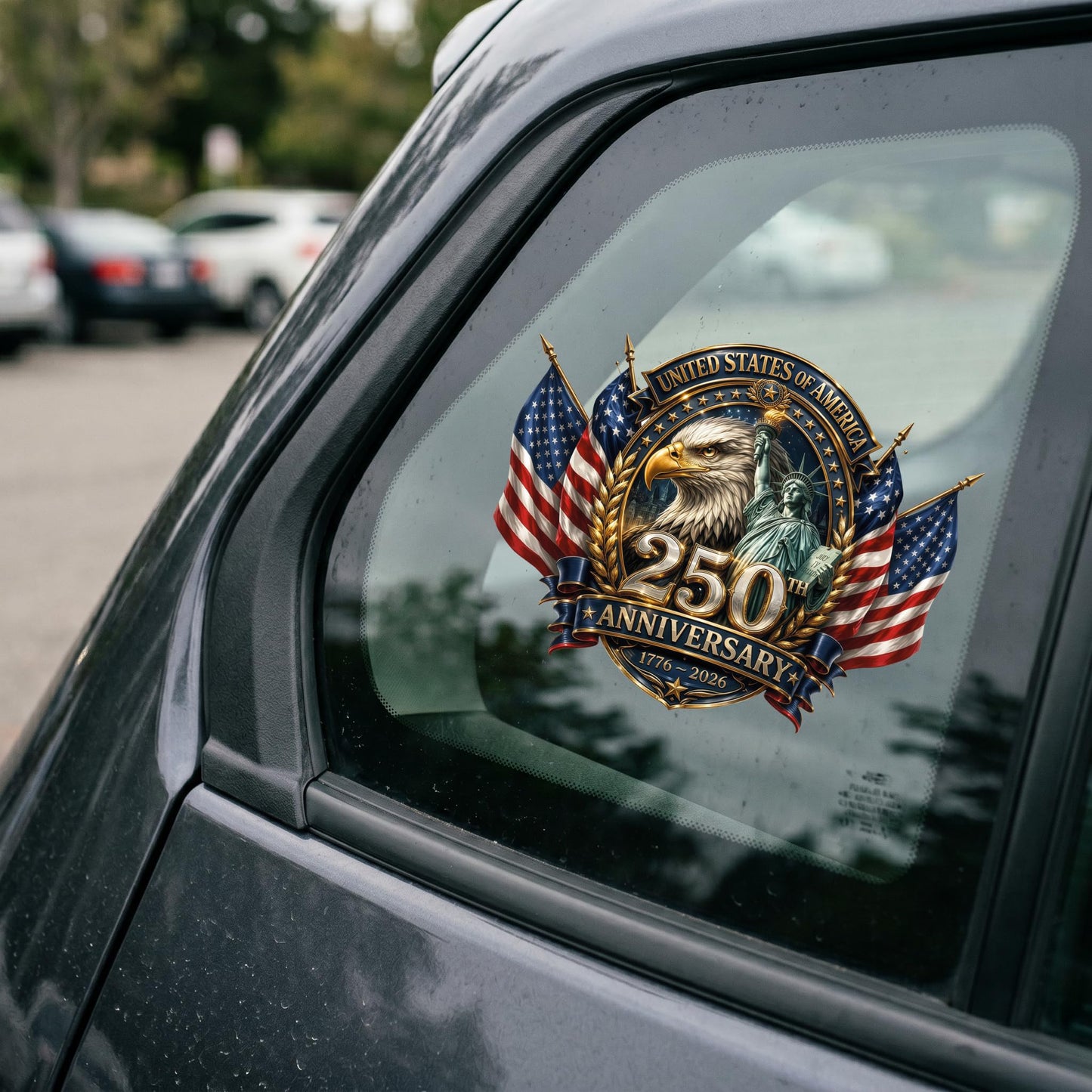 2pcs USA 250th Anniversary Merchandise - Patriotic 1776-2026 Vinyl Car Decals and Bumper Stickers for Cars, Trucks, Vehicles, 250 Years Commemorative Window Decal