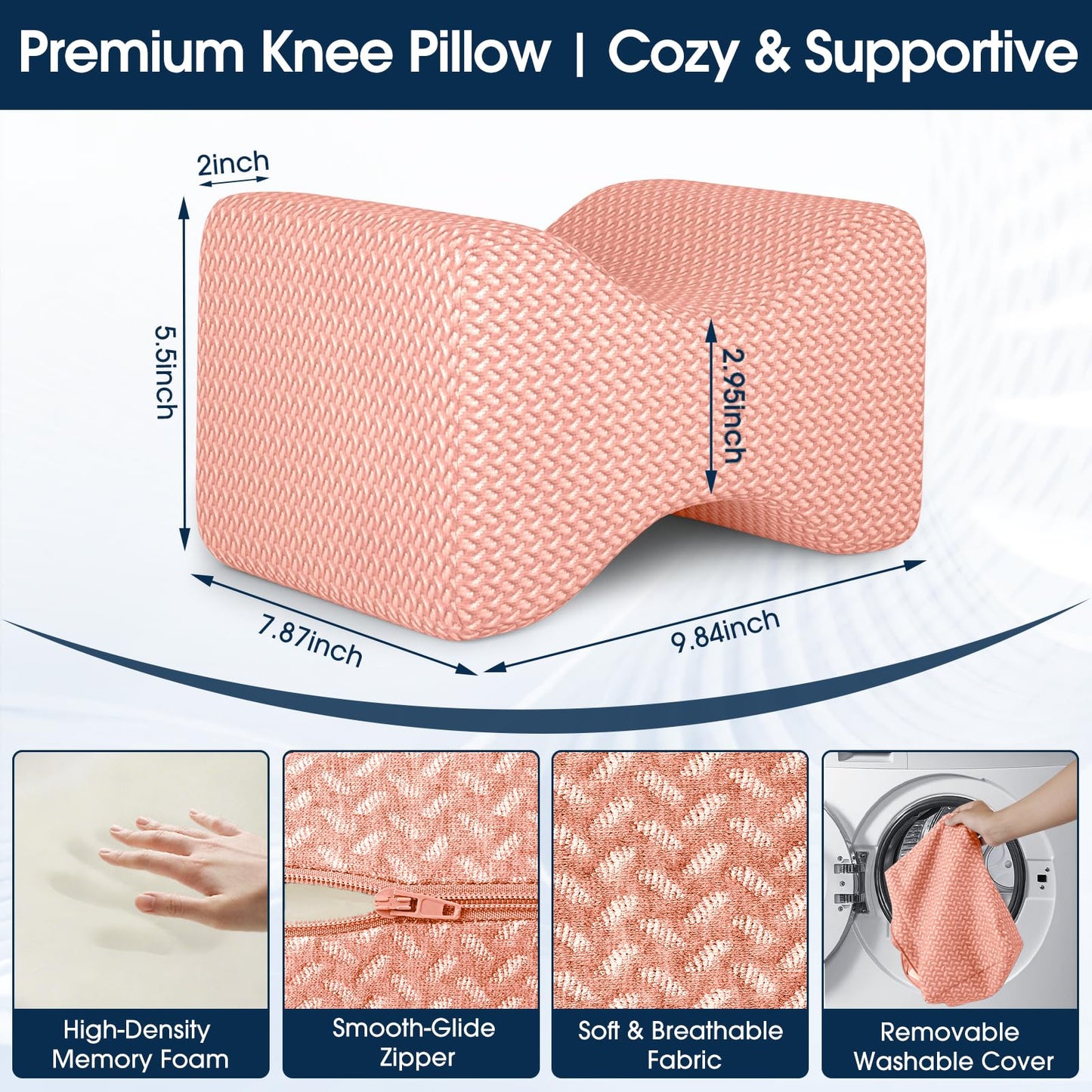 BlissTrends Memory Foam Knee Pillow – Ergonomic Support for Side Sleepers | Relieves Sciatica, Back & Hip Pain