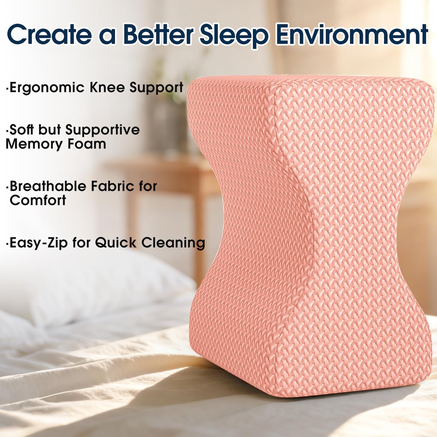 BlissTrends Memory Foam Knee Pillow – Ergonomic Support for Side Sleepers | Relieves Sciatica, Back & Hip Pain