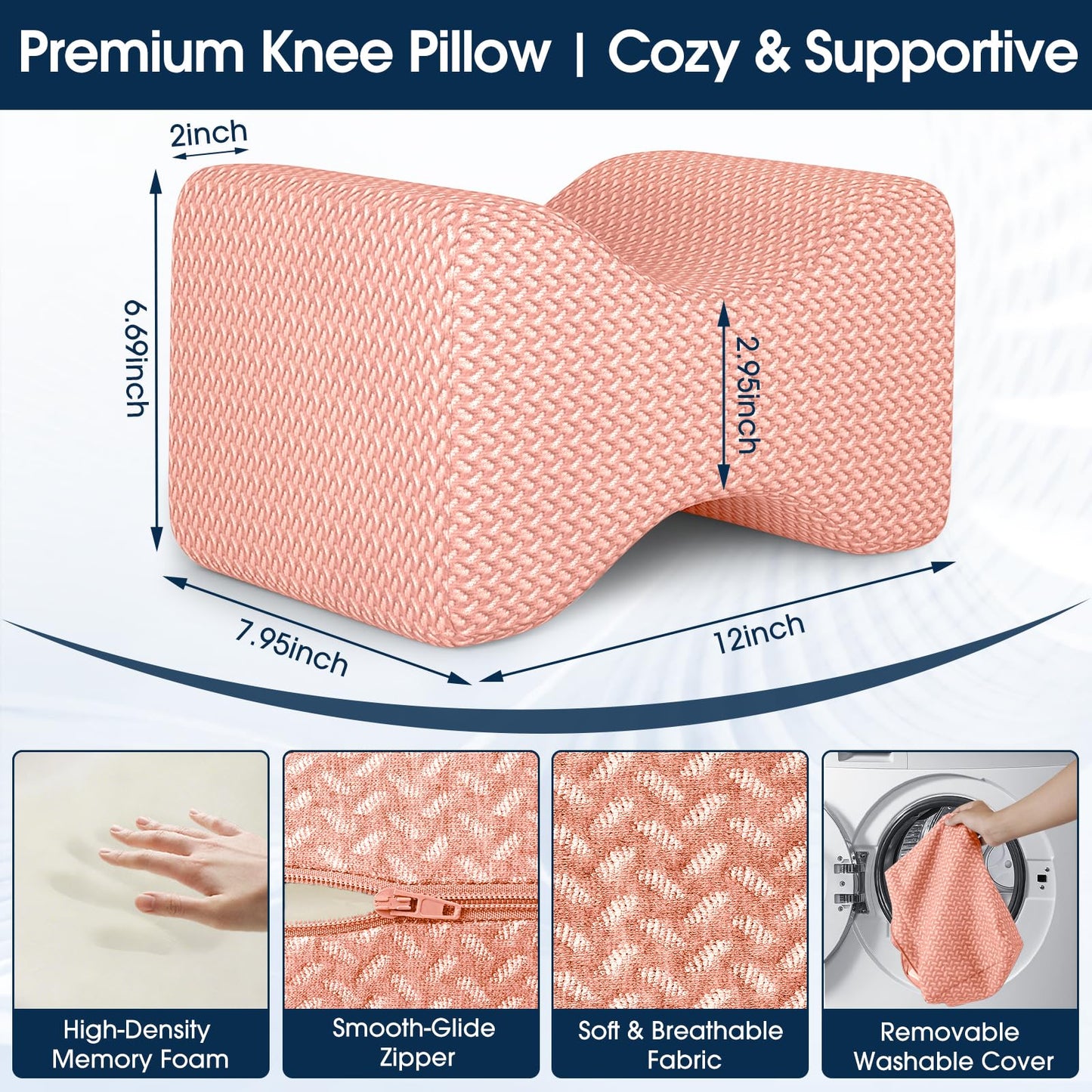 BlissTrends Memory Foam Knee Pillow – Ergonomic Support for Side Sleepers | Relieves Sciatica, Back & Hip Pain