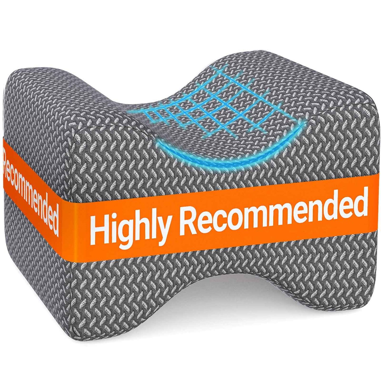 BlissTrends Memory Foam Knee Pillow, Knee Pillow for Side Sleepers, Leg Pillows for Sleeping Blood Circulation, Elevation Pillow for Spine Aligning, Sciatica, Back, Hip, Knee, Ankle Pain, Grey